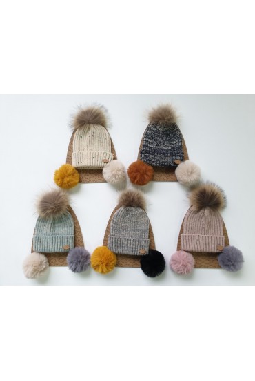 Gorro Jaspeado Pompones...