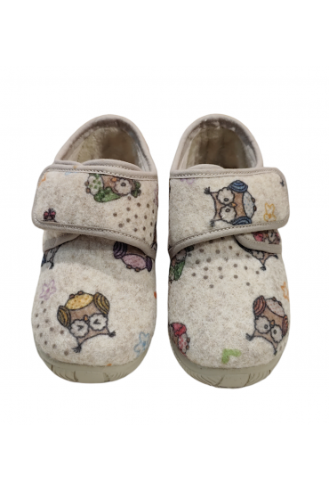 Zapatilla de Casa Buhos Beige